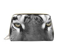 Borsa grande per trucco, Borsa per cosmetici in pelle Borsa da viaggio per articoli da toeletta Borsa per trucco, Bella stampa tigre bianca