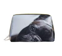 Borsa grande per trucco, Borsa per cosmetici in pelle Borsa da viaggio per articoli da toeletta Borsa per trucco, Centro commerciale Bulldog francese Cani neri Animali domestici
