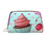 Borsa grande per trucco, Borsa per cosmetici in pelle Borsa da viaggio per articoli da toeletta Borsa per trucco, Modello cupcake stampato