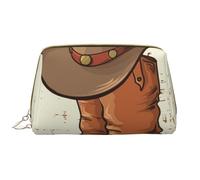 Borsa grande per trucco, Borsa per cosmetici in pelle Borsa da viaggio per articoli da toeletta Borsa per trucco, Stivali da cowboy e grafica del cappello