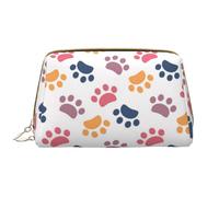 Borsa grande per trucco, Borsa per cosmetici in pelle Borsa da viaggio per articoli da toeletta Borsa per trucco, Zampa Modello Impronta Animale Su Un Bianco