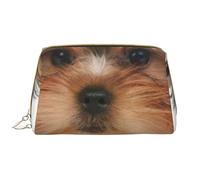 Borsa grande per trucco, Borsa per cosmetici in pelle Borsa da viaggio per articoli da toeletta Borsa per trucco, Yorkshire Terrier si trova su bianco