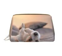 Borsa grande per trucco, Borsa per cosmetici in pelle Borsa da viaggio per articoli da toeletta Borsa per trucco, Simpatico cagnolino Jack Russell Terrier