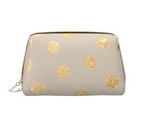 Borsa grande per trucco, Borsa per cosmetici in pelle Borsa da viaggio per articoli da toeletta Borsa per trucco, Pois glitter beige e oro