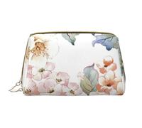 Borsa grande per trucco, Borsa per cosmetici in pelle Borsa da viaggio per articoli da toeletta Borsa per trucco, Fiore acquerello pastello rosa botanico