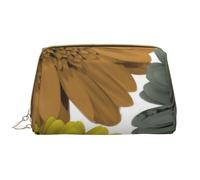 Borsa grande per trucco, Borsa per cosmetici in pelle Borsa da viaggio per articoli da toeletta Borsa per trucco, Colori moderni autunnali Gerbera Margherite floreali
