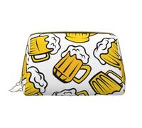 Borsa grande per trucco, Borsa per cosmetici in pelle Borsa da viaggio per articoli da toeletta Borsa per trucco, Birra retrò dei cartoni animati