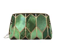 Borsa grande per trucco, Borsa per cosmetici in pelle Borsa da viaggio per articoli da toeletta Borsa per trucco, Vetrata verde