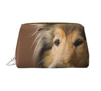 Borsa grande per trucco, Borsa per cosmetici in pelle Borsa da viaggio per articoli da toeletta Borsa per trucco, Rough Collie Lassie Cani Grandi cani soffici Animali domestici
