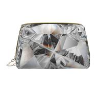 Borsa grande per trucco, Borsa per cosmetici in pelle Borsa da viaggio per articoli da toeletta Borsa per trucco, Cristallo stile trama diamante