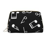 Borsa grande per trucco, Borsa per cosmetici in pelle Borsa da viaggio per articoli da toeletta Borsa per trucco, Segni di nota musicale neri