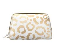 Borsa grande per trucco, Borsa per cosmetici in pelle Borsa da viaggio per articoli da toeletta Borsa per trucco, Elegante ghepardo leopardo bianco oro