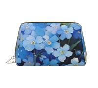 Borsa grande per trucco, Borsa per cosmetici in pelle Borsa da viaggio per articoli da toeletta Borsa per trucco, Fiori dell'acquerello Non ti scordar di me
