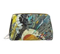 Borsa grande per trucco, Borsa per cosmetici in pelle Borsa da viaggio per articoli da toeletta Borsa per trucco, Modello di sassofono jazz di musica d'arte