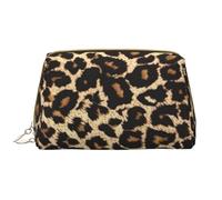 Borsa grande per trucco, Borsa per cosmetici in pelle Borsa da viaggio per articoli da toeletta Borsa per trucco, Disegno leopardato