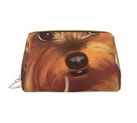 Borsa grande per trucco, Borsa per cosmetici in pelle Borsa da viaggio per articoli da toeletta Borsa per trucco, Yorkshire Terrier mangia le tagliatelle cane carino