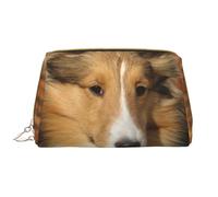 Borsa grande per trucco, Borsa per cosmetici in pelle Borsa da viaggio per articoli da toeletta Borsa per trucco, Adorabile cane Sheltie