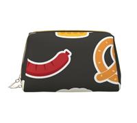 Borsa grande per trucco, Borsa per cosmetici in pelle Borsa da viaggio per articoli da toeletta Borsa per trucco, Ciambellina salata e birra