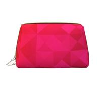 Borsa grande per trucco, Borsa per cosmetici in pelle Borsa da viaggio per articoli da toeletta Borsa per trucco, Triangolo geometrico fucsia