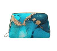 Borsa grande per trucco, Borsa per cosmetici in pelle Borsa da viaggio per articoli da toeletta Borsa per trucco, Turbinii astratti alla moda dell'oro dell'alzavola