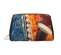 Borsa grande per trucco, Borsa per cosmetici in pelle Borsa da viaggio per articoli da toeletta Borsa per trucco, Sassofono In Fiamme E Ghiaccio