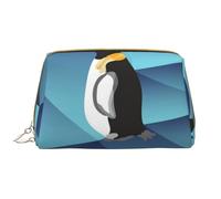 Borsa grande per trucco, Borsa per cosmetici in pelle Borsa da viaggio per articoli da toeletta Borsa per trucco, Pinguino astratto del poligono