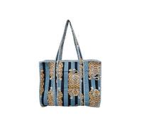 Borsa grande reversibile stampa tigre in cotone trapuntato Boho borsa spesa s...