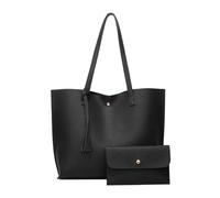 Borsa Grande Tracolla Donna PU Pelle A Tracolla Tote Bag Per PC Impermeabile Per Shopping, Viaggi, Scuola (Nero)