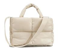 Borsa grande trapuntata da donna, morbida, imbottita, invernale, borsa spaziale, borsa a tracolla con cuscino, Bianco-s, Small(13 * 4 * 8.3in)