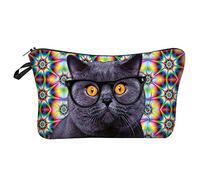 Borsa grande Zippe con gatto stampato in 3D borsa cosmetica europea e americana borsa a mano da donna borsa da bagno, B, Taglia unica