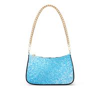 Borsa hobo casual con cerniera blu foglia di tè glitter borse a tracolla da donna con stampa con tracolla a catena