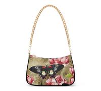 Borsa hobo da donna con fiori rossi e farfalle nere borse da donna borse a tracolla floreali per tutti i giorni con chiusura a cerniera