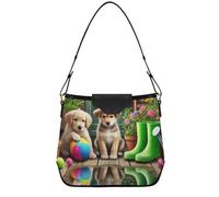 Borsa hobo di medie dimensioni con tasche con cerniera, borsa tote da donna per il fine settimana, per lavoro, lavoro, casual, pendolarismo, città, borsa tote bag carino cane lupo