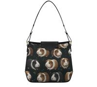 Borsa hobo media da donna, borsa tote media alla moda con tasche con cerniera, simpatica borsa a tracolla nera da viaggio con porcellino d'India
