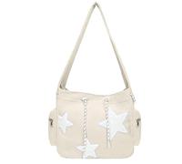 Borsa Hobo Tote Stella,Borsa Tote A Spalla Carina,Borsa a tracolla con stampa a stelle - Borsa a tracolla portatile a forma di stella, borsa per la spesa con grande capacità per adulti, bianco, Con