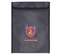 Borsa ignifuga Custodia multifunzione impermeabile per documenti di denaro, gioielli, oggetti di valore con cerniera per viaggi in ufficio a casa Nero 38x28 cm