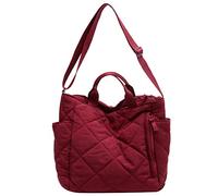 Borsa imbottita in cotone Borsa a tracolla trapuntata di capacità a reticolo rombico tinta unita moda casual per lo shopping di strada (rosso)