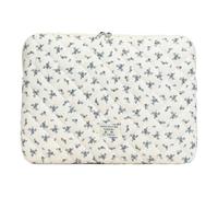 Borsa imbottita morbida con foglie soffici ricami Puffy Protector Box per computer portatile carino carino computer portatile borsa di immagazzinaggio computer (medio blu)