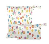 Borsa impermeabile a prova di disordine, confezione da 2 elementi essenziali da viaggio per il bambino con manici per fare il bagno, la spiaggia (Balloon Colorful Simple)