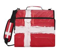 Borsa impermeabile con cerniera a 3 anelli, organizer con stampa completa con anelli da 5,1 cm, adatta per laptop da 14 pollici, per scuola, ufficio, pittura a olio, bandiera della Danimarca