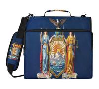 Borsa impermeabile con cerniera a 3 anelli, organizer con stampa completa con anelli da 5,1 cm, adatta per laptop da 14 pollici, per scuola, ufficio, pittura a olio, bandiera New York