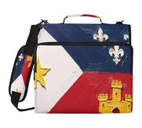 Borsa impermeabile con cerniera a 3 anelli, organizer con stampa completa con anelli da 5,1 cm, adatta per laptop da 14 pollici, per scuola, ufficio, pittura a olio, bandiera Acadiana
