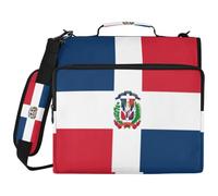 Borsa impermeabile con cerniera a 3 anelli, organizer con stampa completa con anelli da 5,1 cm, adatta per laptop da 14 pollici, per scuola e ufficio, bandiera della Repubblica Dominicana