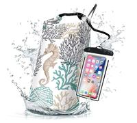 Borsa impermeabile impermeabile arrotolabile con tartaruga marina, stella marina, corallo, zaino impermeabile 5L/10L/20L, borse galleggianti e leggere per kayak, canottaggio, pesca, nuoto e campeggio,