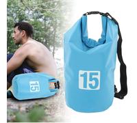 Borsa impermeabile in PVC da 15L, pieghevole per campeggio e rafting, blu