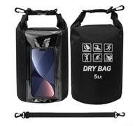 Borsa Impermeabile Mare 2L Leggera Esterna | Doppia chiusura ermetica, striscia per trasparente extra, protezione avanzata dall'acqua(Black 5L)