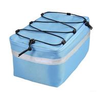 Borsa impermeabile per bagagliaio adatta per biciclette elettriche con tasche laterali, scomparto superiore in rete, strisce riflettenti e attacco posteriore per portapacchi (blu)