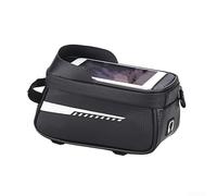 Borsa impermeabile per bicicletta, con finestra touch screen e schermo per la luce, custodia in pelle PU per montaggio su manubrio, supporto per telefono con porta cuffie per navigazione, nero