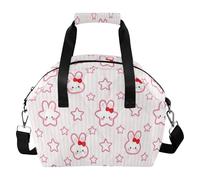 Borsa impermeabile per il pranzo da donna, per tutte le stagioni, contenitore per il pranzo, con tracolla rimovibile per lavoro, viaggi, spiaggia o picnic carino coniglietto rosso a righe stelle