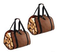 Borsa impermeabile per legna da ardere, set da 2 pezzi, con design pieghevole, grande capacità e tela per uso esterno (marrone scuro)